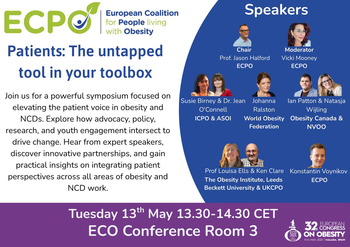 Join us at tomorrow at #ECO2025 for the first-ever Patient-Led Symposium!
“Patients: The Untapped Tool in Your Toolbox” will spotlight the powerful role of lived experience as a stakeholder in the obesity and NCDs space.

Explore how patient engagement is transforming advocacy,