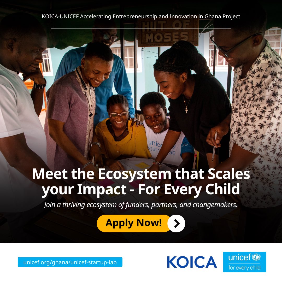 UNICEF StartUp Lab (@unicefstartups) on Twitter photo Startups in the <a href="/UNICEFStartups/">UNICEF StartUp Lab</a> gain access to a global network and the pathway to becoming a UN-recognized Digital Public Good.
Innovate for children. Impact. Inspire
Apply now → unicef.org/ghana/unicef-s…
#YouthInnovation #dpg Startups in the <a href="/UNICEFStartups/">UNICEF StartUp Lab</a> gain access to a global network and the pathway to becoming a UN-recognized Digital Public Good.
Innovate for children. Impact. Inspire
Apply now → unicef.org/ghana/unicef-s…
#YouthInnovation #dpg