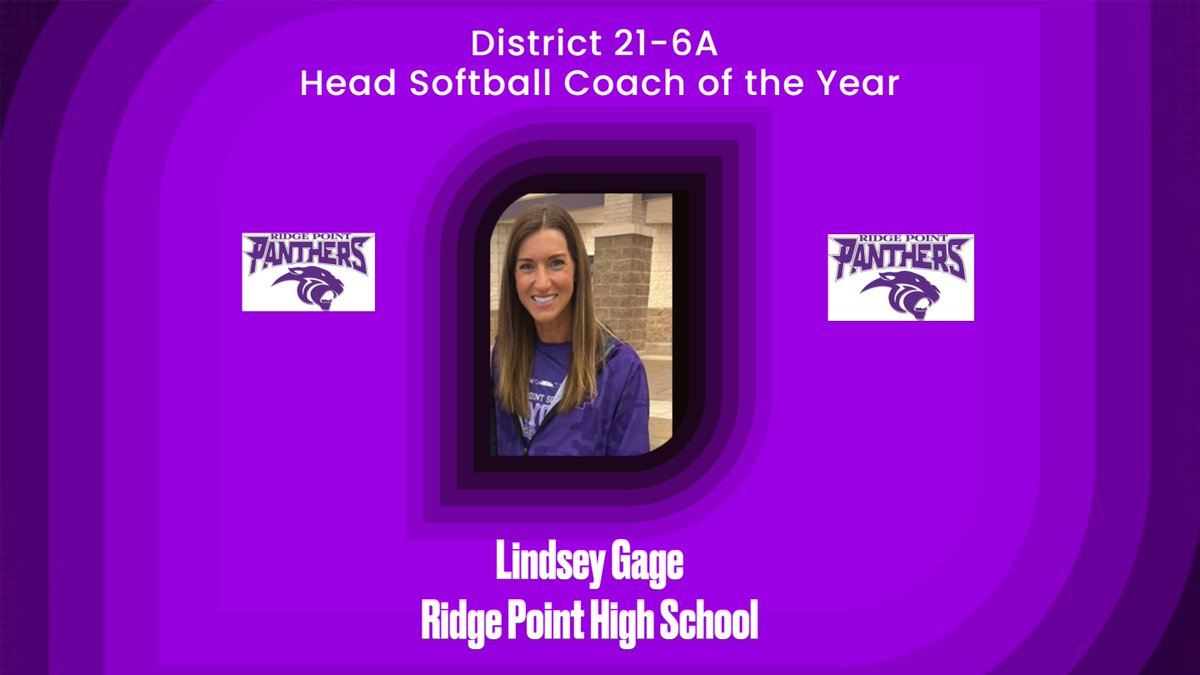 Congrats to Coach Lindsey Gage on being selected as the District 21-6A Head Softball Coach of the Year.