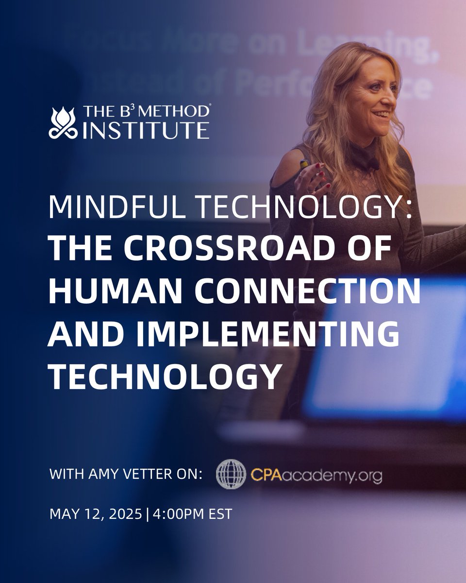 AmyVetterCPA's tweet image. Coming up at 4PM today: Dive into #MINDFULTECHNOLOGY, exploring the crossroad of human connection and implementing technology. Let’s rethink how tech can bring us closer, not further apart. 

#MindfulTech #Webinar #HumanConnection #DigitalWellness 
#BusinessBalanceBliss…