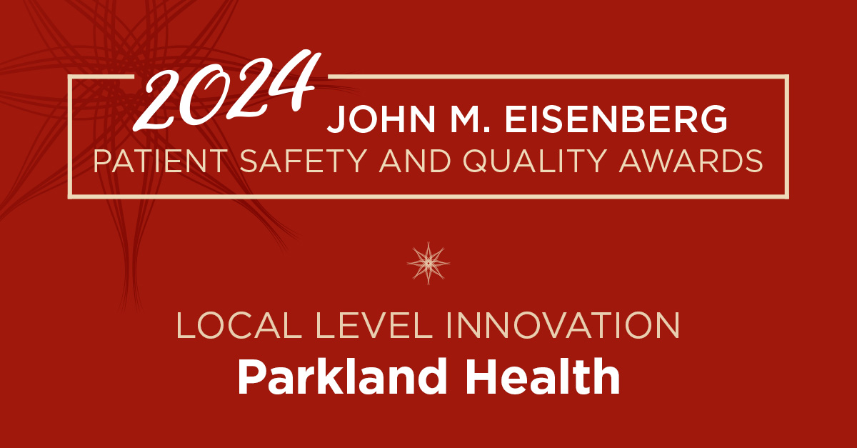 The Joint Commission (@tjcommission) on Twitter photo Congratulations to @ParklandHealth, the winner of the 2024 John M. Eisenberg Patient Safety and Quality Award for Local Level Innovation!
Learn more about their efforts to address missed opportunities for diagnosis: bit.ly/3RXppek
<a href="/NatQualityForum/">National Quality Forum (NQF)</a> Congratulations to @ParklandHealth, the winner of the 2024 John M. Eisenberg Patient Safety and Quality Award for Local Level Innovation!
Learn more about their efforts to address missed opportunities for diagnosis: bit.ly/3RXppek
<a href="/NatQualityForum/">National Quality Forum (NQF)</a>