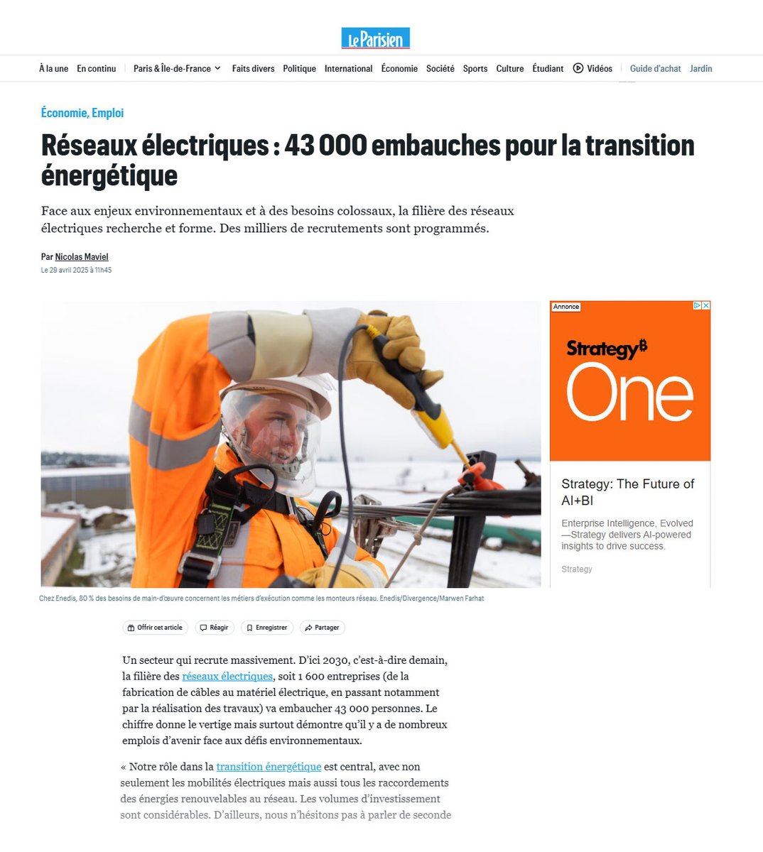 Les réseaux électriques recrutent à grande échelle… mais peinent encore à attirer les femmes.
💡 Le <a href="/le_Parisien/">Le Parisien</a> met en lumière des solutions comme le programme !ngénieuses porté par la FIPA.
À lire 👇
 leparisien.fr/economie/emplo…
#Ingenieuses #Recrutement #Alternance
