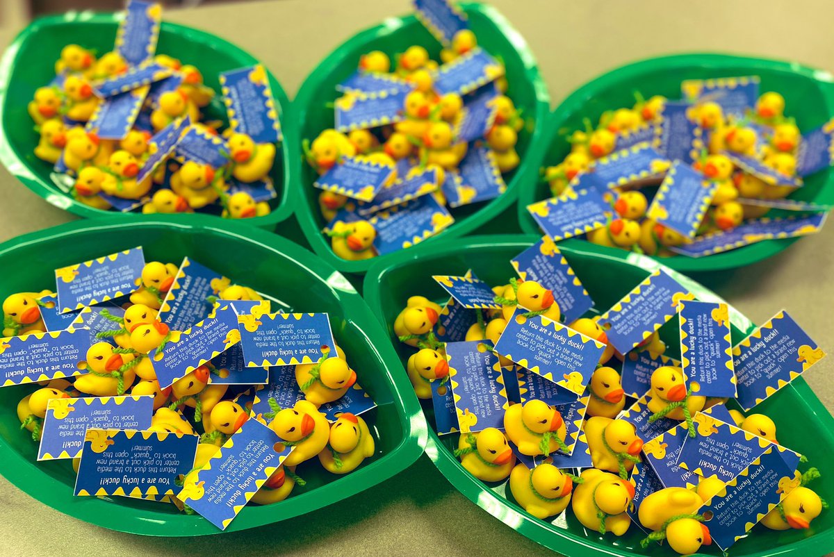 Amanda Graves (@themerrylibrary) on Twitter photo Duck, duck… book! Our Summer Book Giveaway has taken flight! 100 books in 5 days! Ducks are hidden all around the school—spot one, then waddle to the media center to trade it for a free book to quack open this summer! Happy hunting! #iquackmyselfup @ccsdmedia <a href="/CherokeeSchools/">Cherokee Co. Schools</a> Duck, duck… book! Our Summer Book Giveaway has taken flight! 100 books in 5 days! Ducks are hidden all around the school—spot one, then waddle to the media center to trade it for a free book to quack open this summer! Happy hunting! #iquackmyselfup @ccsdmedia <a href="/CherokeeSchools/">Cherokee Co. Schools</a>