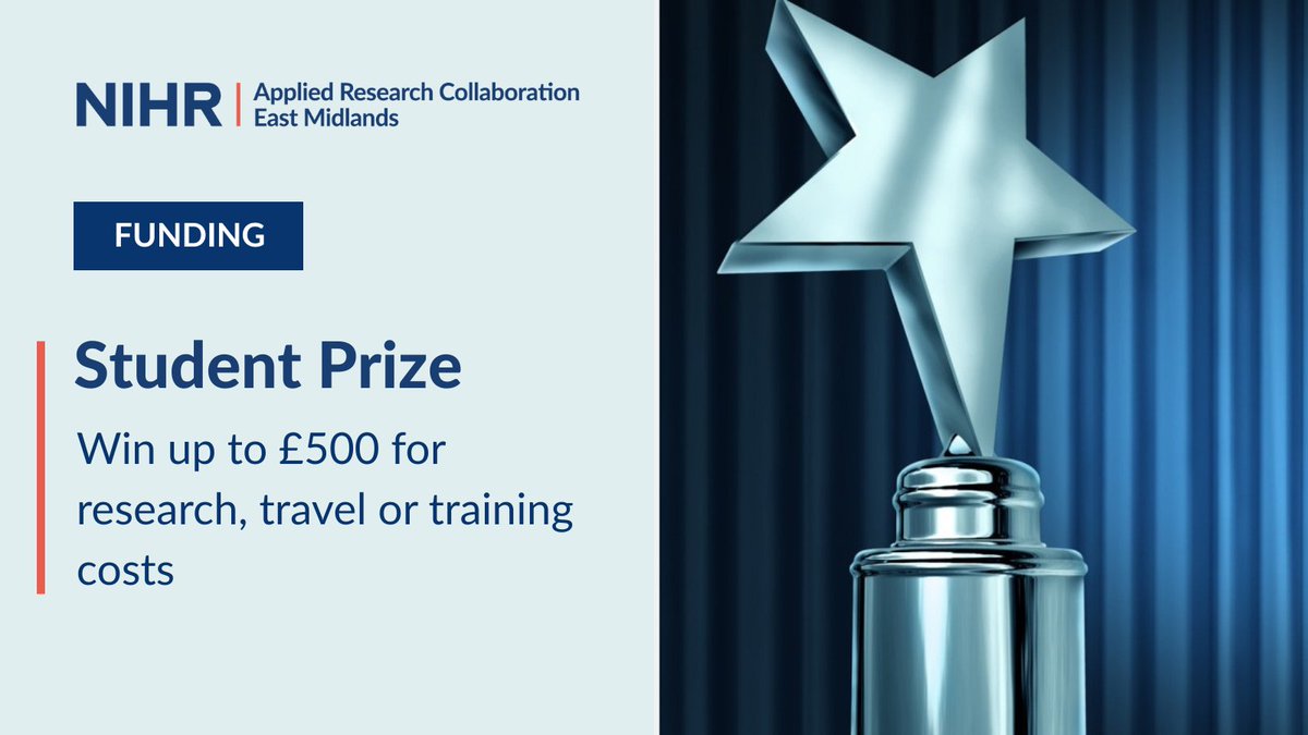 NIHR ARC East Midlands (@arc_em) on Twitter photo 🏆 Our Student Prize closes this week!
Win up to £500 to attend leading conferences, collect research data or access specialist training.
Eligibility: #PhD/MD students in the #EastMidlands, funded by or supervisor linked to <a href="/ARC_EM/">NIHR ARC East Midlands</a>.
🔗 arc-em.nihr.ac.uk/news/next-roun… <a href="/kamleshkhunti/">Prof Kamlesh Khunti</a> 🏆 Our Student Prize closes this week!
Win up to £500 to attend leading conferences, collect research data or access specialist training.
Eligibility: #PhD/MD students in the #EastMidlands, funded by or supervisor linked to <a href="/ARC_EM/">NIHR ARC East Midlands</a>.
🔗 arc-em.nihr.ac.uk/news/next-roun… <a href="/kamleshkhunti/">Prof Kamlesh Khunti</a>