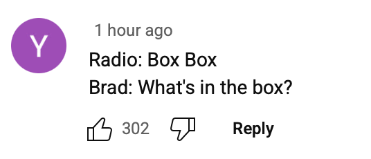 MarkDecile's tweet photo. Best comment yet on the new F1 Trailer 😂 https://t.co/yNT0koFpcO