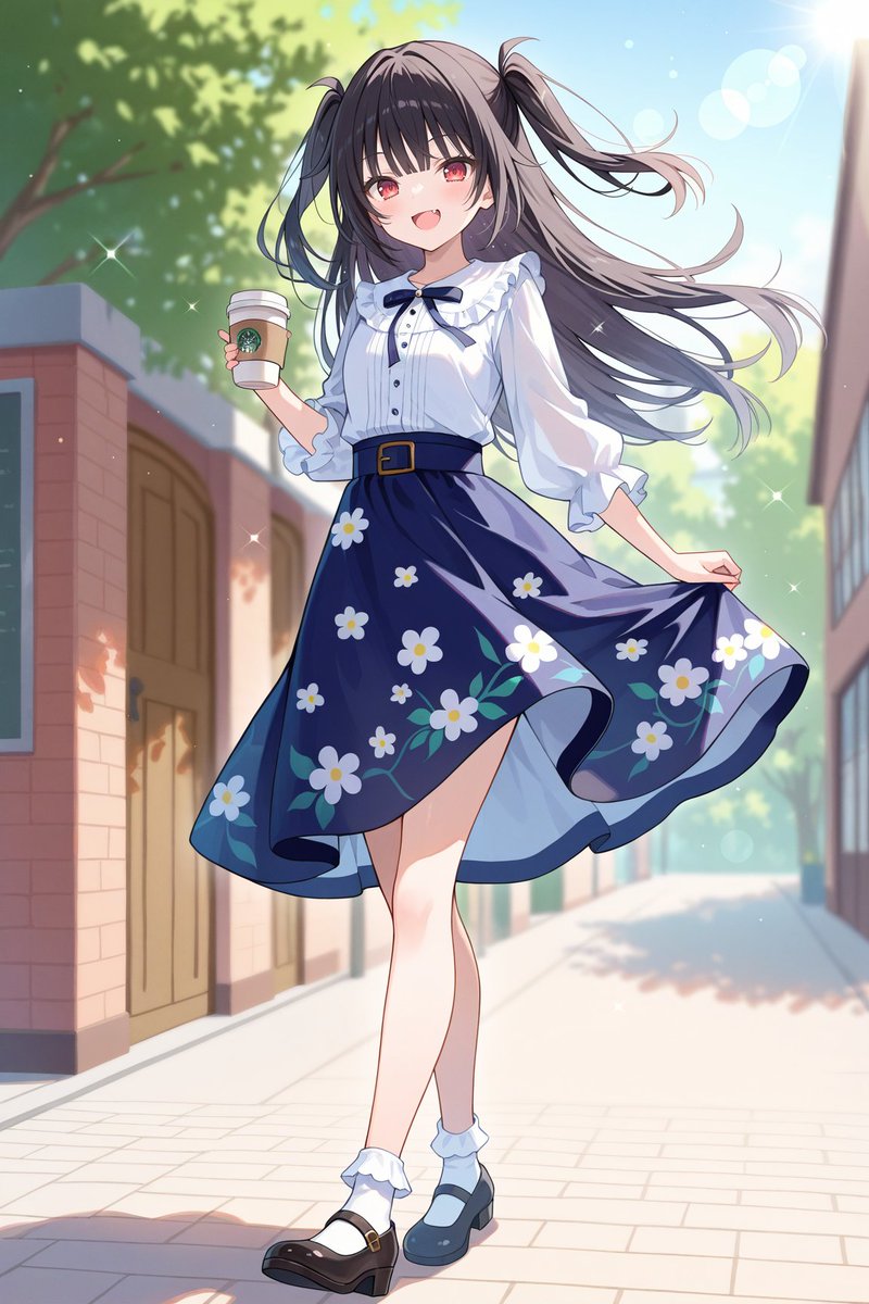おはようございまーーーーす✨

偽物は無事に鎮圧できたようです！！
ご協力、感謝いたします！！

AI春のGWまつりで没になった一枚。

紺色に花柄のスカートに憧れがあってええええええ！！

作るの簡単だしいい(ｏﾟДﾟ)＝◯)`3゜)∵

お暇みつけて、リプ返しいたしますので、
