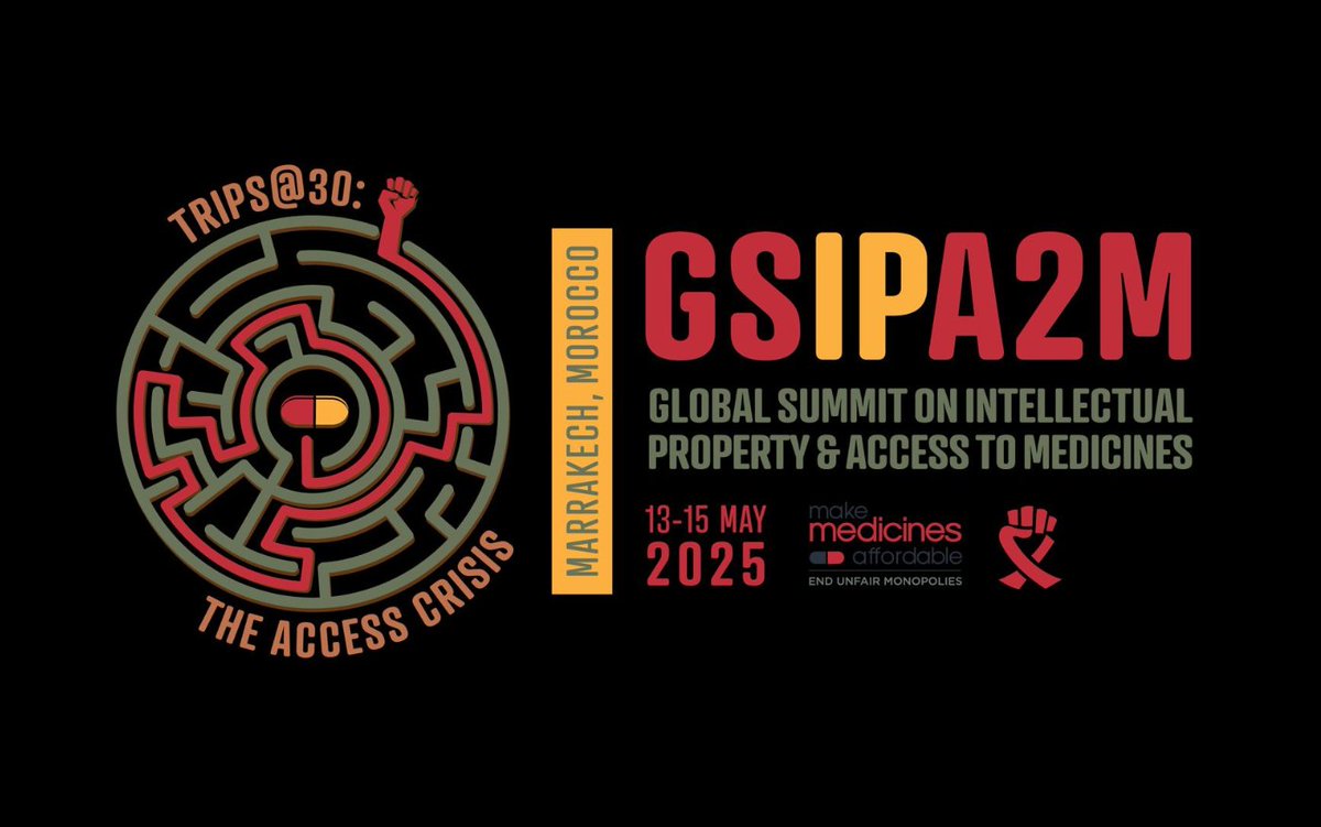 The 3rd Global Summit on Intellectual Property &amp; Access to Medicines returns to Marrakech (13-15 May). Under the theme TRIPS@30: The Access Crisis, activists &amp; leaders will address how trade rules impact the right to health &amp; push for change. #GSIPA2M 

makemedicinesaffordable.org/marrakech-to-h…