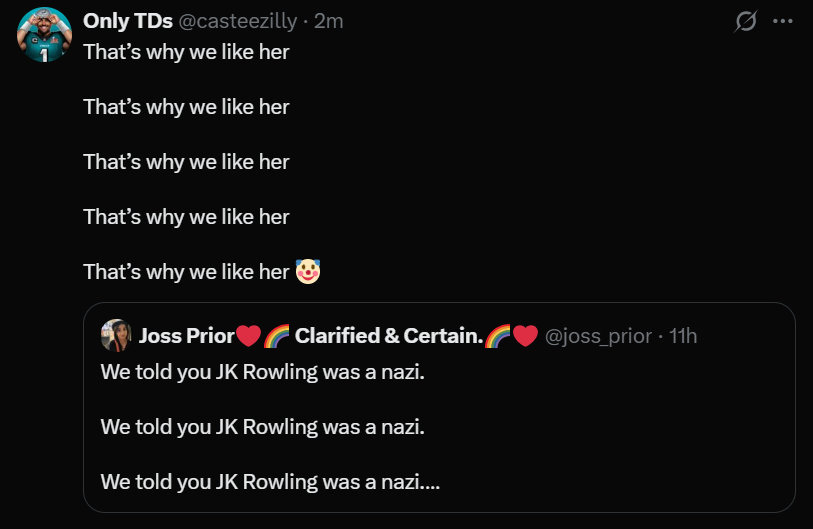 joss_prior's tweet photo. Even her fans agree... https://t.co/TqWjCsVIZN
