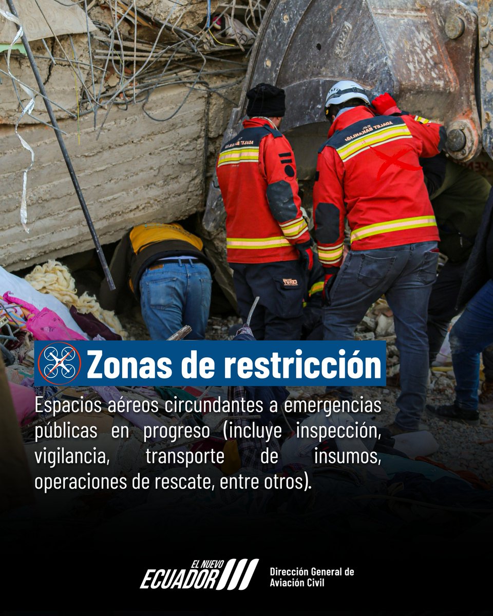 La RDAC 101 restringe la operación de aeronaves no tripuladas - drones mientras entidades de socorro están cumpliendo su labor. 🎮

Revisa toda la información relacionada en este enlace ⏩ goo.su/S3JF4

#DronesEcuador
#ElNuevoEcuador