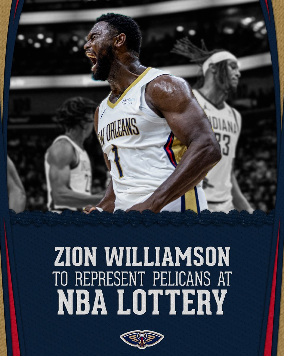 Zion will represent the #Pelicans at the <a href="/NBA/">NBA</a> Draft Lottery tonight (6 pm CT - ESPN 🏀)

#NBADraftLottery