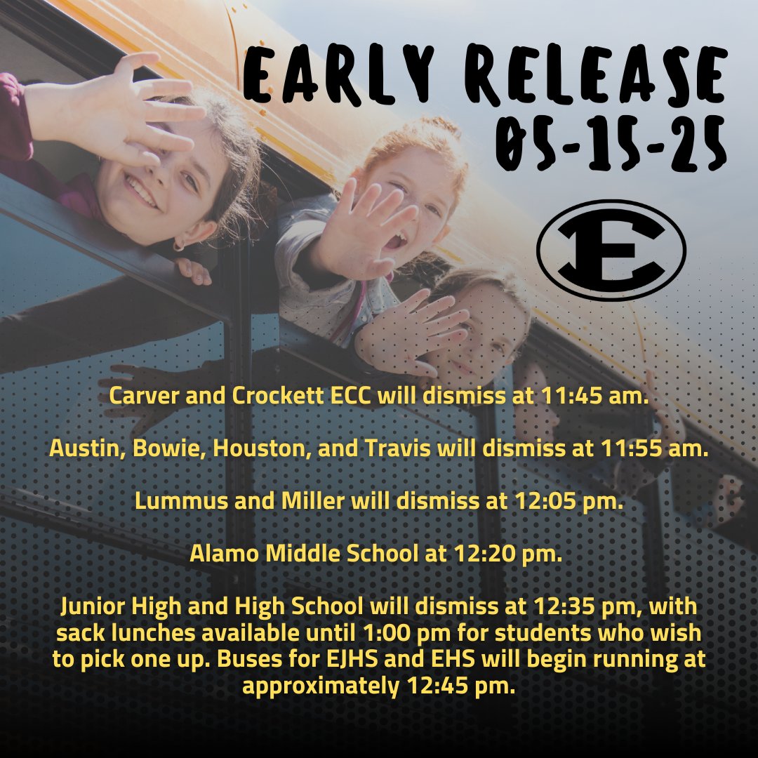 Early release schedule for Thursday, May 15th.