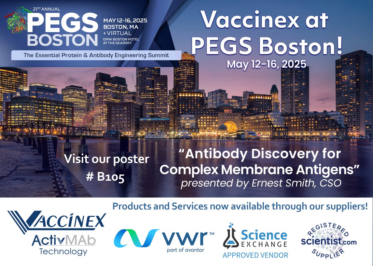 Vaccinex (@vaccinex) on Twitter photo Attending <a href="/PEGSboston/">PEGS Summit</a> Summit? Learn how Vaccinex's ActivMAb technology can help your company move faster from the bench to the clinic during our poster presentation on Tuesday, May 13 & Wednesday, May 14. bit.ly/38oC0nf #PEGSummit Attending <a href="/PEGSboston/">PEGS Summit</a> Summit? Learn how Vaccinex's ActivMAb technology can help your company move faster from the bench to the clinic during our poster presentation on Tuesday, May 13 & Wednesday, May 14. bit.ly/38oC0nf #PEGSummit