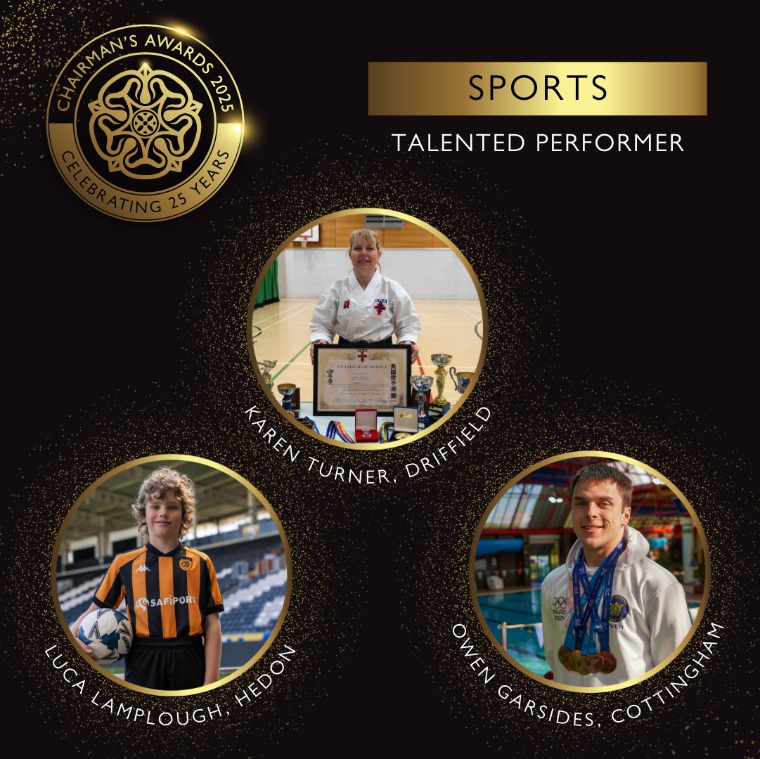 Not long now until our annual Chairman’s Awards.

🏅The nominees for Sports Talented Performer are…

Karen Turner, Driffield
Luca Lamplough, Hedon
Owen Garsides, Cottingham

#ERChairmansAwards