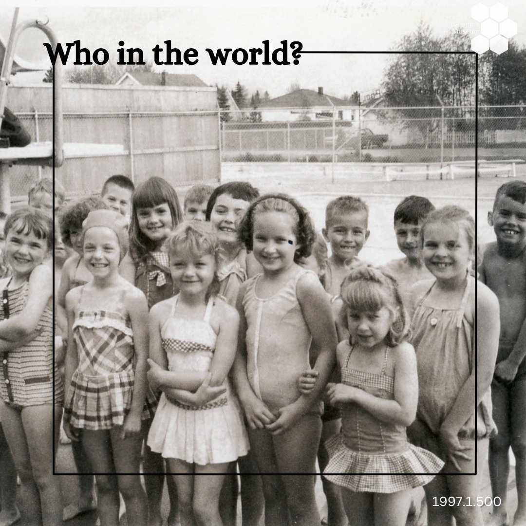 Our Who in the World photo this week is this smiling group of young swimmers! They are attending lessons at the former outdoor pool. Do you recognize any of the students in this group?