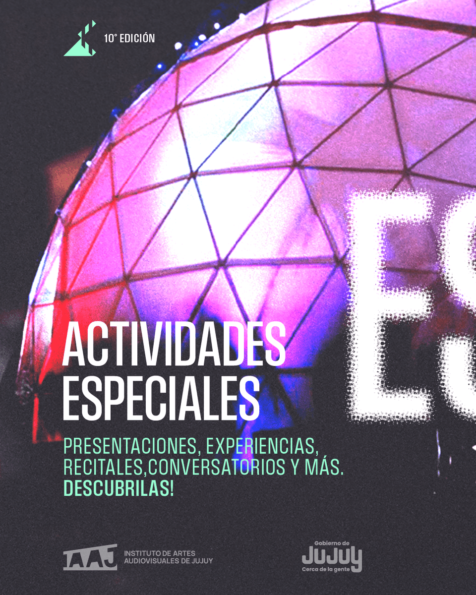 ¡Cada vez falta menos para celebrar la 10° edición del Festival Internacional de Cine de las Alturas!
Viví una semana a puro cine, emoción y encuentro 🤩

✨ Conocé todas las actividades especiales que preparamos para esta edición.

#cine #festival #actividadesespeciales #jujuy