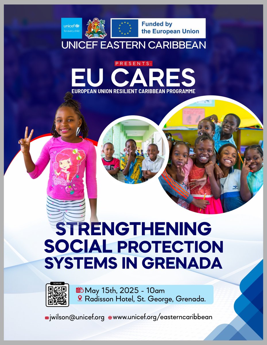 UNICEF Eastern Caribbean (@unicefeca) on Twitter photo UNICEF in partnership with <a href="/eu_echo/">EU Civil Protection & Humanitarian Aid 🇪🇺</a> and the Government of Grenada are working together to assess and strengthen the country’s social protection system, aiming to ensure no one is left behind—especially children and vulnerable families.
#SocialProtection #Grenada #ForEveryChild UNICEF in partnership with <a href="/eu_echo/">EU Civil Protection & Humanitarian Aid 🇪🇺</a> and the Government of Grenada are working together to assess and strengthen the country’s social protection system, aiming to ensure no one is left behind—especially children and vulnerable families.
#SocialProtection #Grenada #ForEveryChild