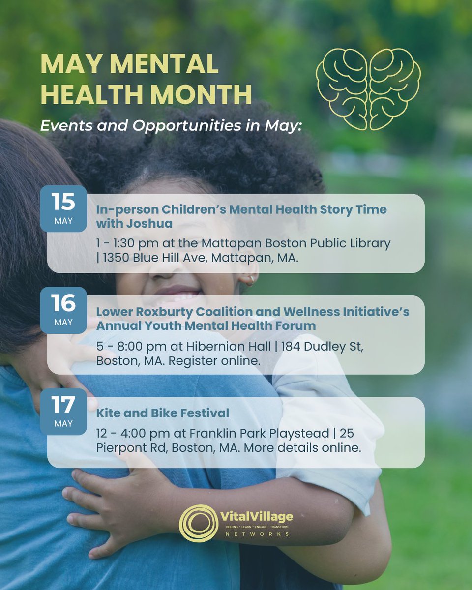 More opportunities to connect in May Mental Health Month. Explore this week's offerings and RSVP at cutt.ly/MMHMCal_2025. Plus, don't miss this month's Network Connection Meeting, Mental Health: The Invisible Thread Connecting Our Work.