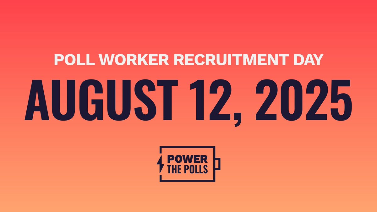 SAVE THE DATE: National Poll Worker Recruitment Day is Tuesday, August 12, 2025 — exactly three months away! Mark your calendars and get ready to help spread the word!