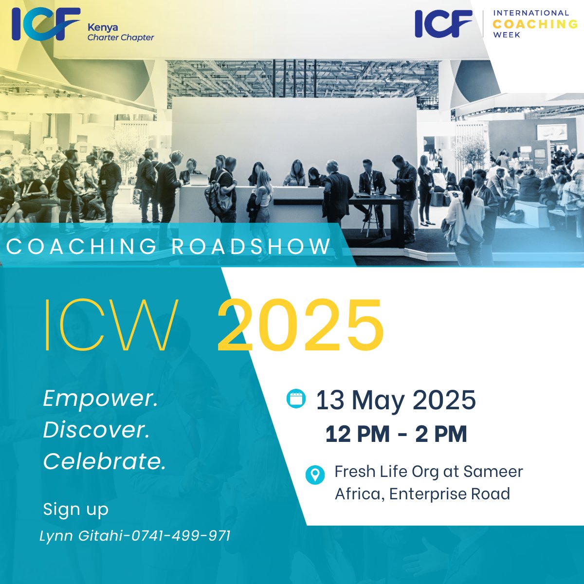 icfkenya's tweet photo. 📣 ICF Members!

Join us for a pro-bono coaching session tomorrow, 12:00 PM - 2:00 PM at Sameer Africa, next to Sameer Business Park.

Register: Contact Lynn Gitahi at 0741-499-971.

#ICW2025 
#CoachingChangesLives
#roadshows2025
#coachingclincs
#ICFKe https://t.co/NQshr17diG