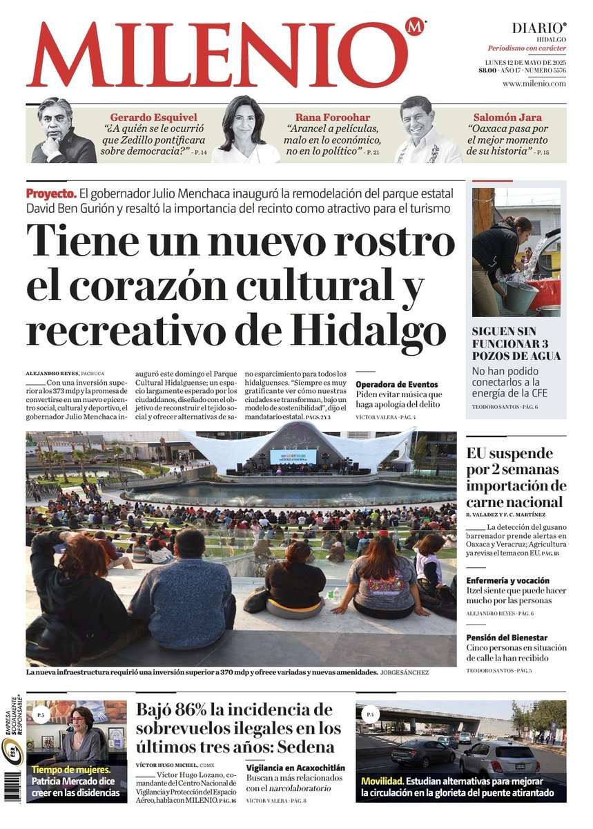 miguelpuertolas's tweet photo. ¿Ya viste nuestra portada?

🔴 Tiene nuevo rostro el Centro Cultural Hidalguense.
🔴 Mejorarán circulación en la glorieta del puente atirantado.
🔴 Entrevista a Patricia Mercado ex candidata presidencial.

Toda la información aquí ⬇️
https://t.co/jRGuel1Hoc https://t.co/5WQHNzR2eM