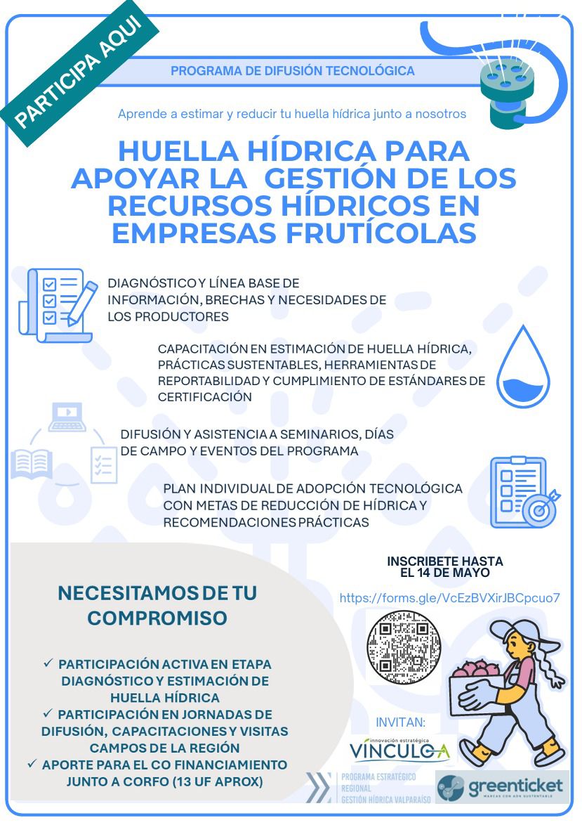 2aJunta's tweet image. PDT-HUELLA HÍDRICA DE EMPRESAS FRUTÍCOLAS tiene abiertas las inscripciones hasta el 14 de mayo. 

🧑‍🌾 Dirigido a productores frutícolas de la Región de Valparaíso

💰 13 UF

📝 Inscripciones acá 👇 forms.gle/VcEzBVXirJBCpc…