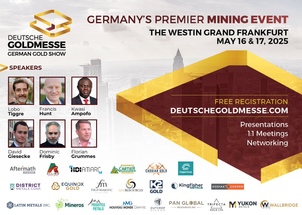 With gold prices soaring, there’s never been a better time to invest. 

Deutsche Goldmesse returns to Frankfurt this Friday &amp; Saturday. We'll see you there!

📆May 16 &amp; 17 
📍The Westin Grand Frankfurt 

FREE Investor Registration: bit.ly/DGMSpring2025