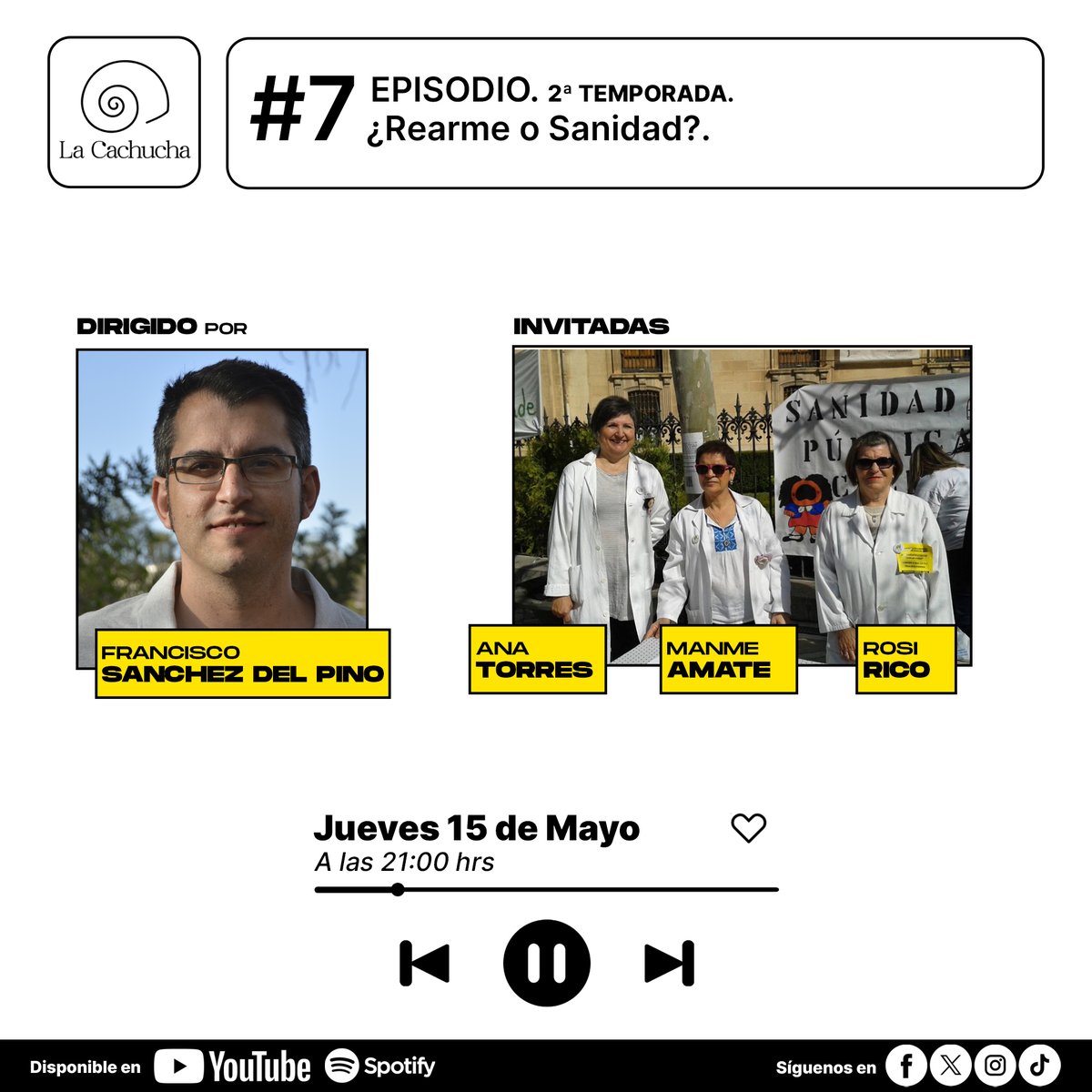 🐌🎙️ Este jueves a las 21:00 en La Cachucha:

💣 ¿Rearme o recortes?
 🩺 Sanidad pública en peligro
Con Rosi Rico, Ana Torres y Manme Amate, analizamos cómo el plan militar europeo amenaza nuestra salud y derechos.