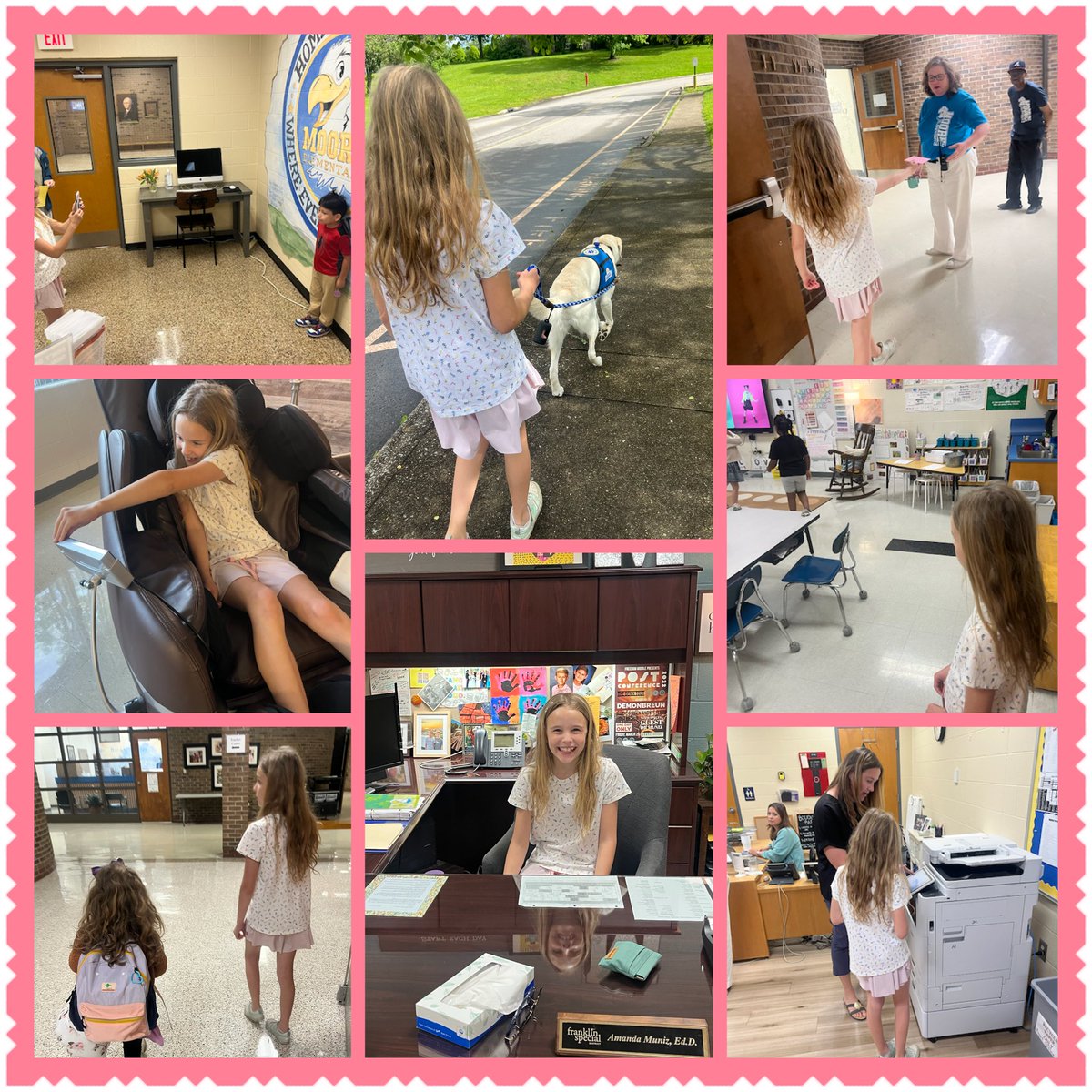 Molly made being a principal on this Monday morning look easy-peasy! Taking pics of character winners, making copies, observing her sister’s class, getting steps in with Scottie, escorting a pre-k student, sneaking in a quick massage, &amp; so much more!