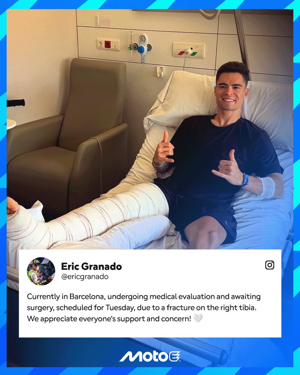 MotoE™ (@motoeofficial) on Twitter photo Great to hear from <a href="/ericgranado/">Eric Granado</a>, who's finally back home after a day of observation in France and ready for surgery tomorrow 🙏
#MotoE #FrenchGP Great to hear from <a href="/ericgranado/">Eric Granado</a>, who's finally back home after a day of observation in France and ready for surgery tomorrow 🙏
#MotoE #FrenchGP