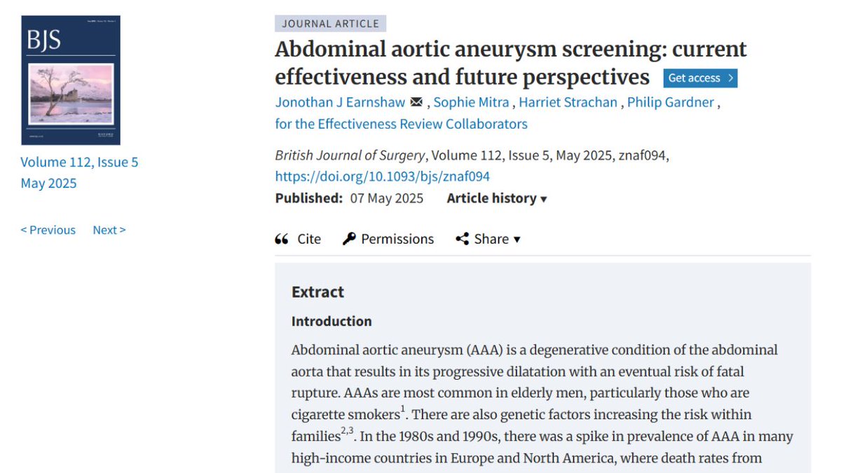 BJS Academy (@bjsacademy) on Twitter photo 🫀Aortic aneurysm screening: a personal history
➡️bjsacademy.com/bjs-academy/cu… 
📰 New blog and podcast from @jjearnshaw highlighting a recent publication in <a href="/BJSurgery/">BJS</a> "Abdominal aortic aneurysm screening: current effectiveness and future perspectives"
🔖Read it or listen in🎧 🫀Aortic aneurysm screening: a personal history
➡️bjsacademy.com/bjs-academy/cu… 
📰 New blog and podcast from @jjearnshaw highlighting a recent publication in <a href="/BJSurgery/">BJS</a> "Abdominal aortic aneurysm screening: current effectiveness and future perspectives"
🔖Read it or listen in🎧
