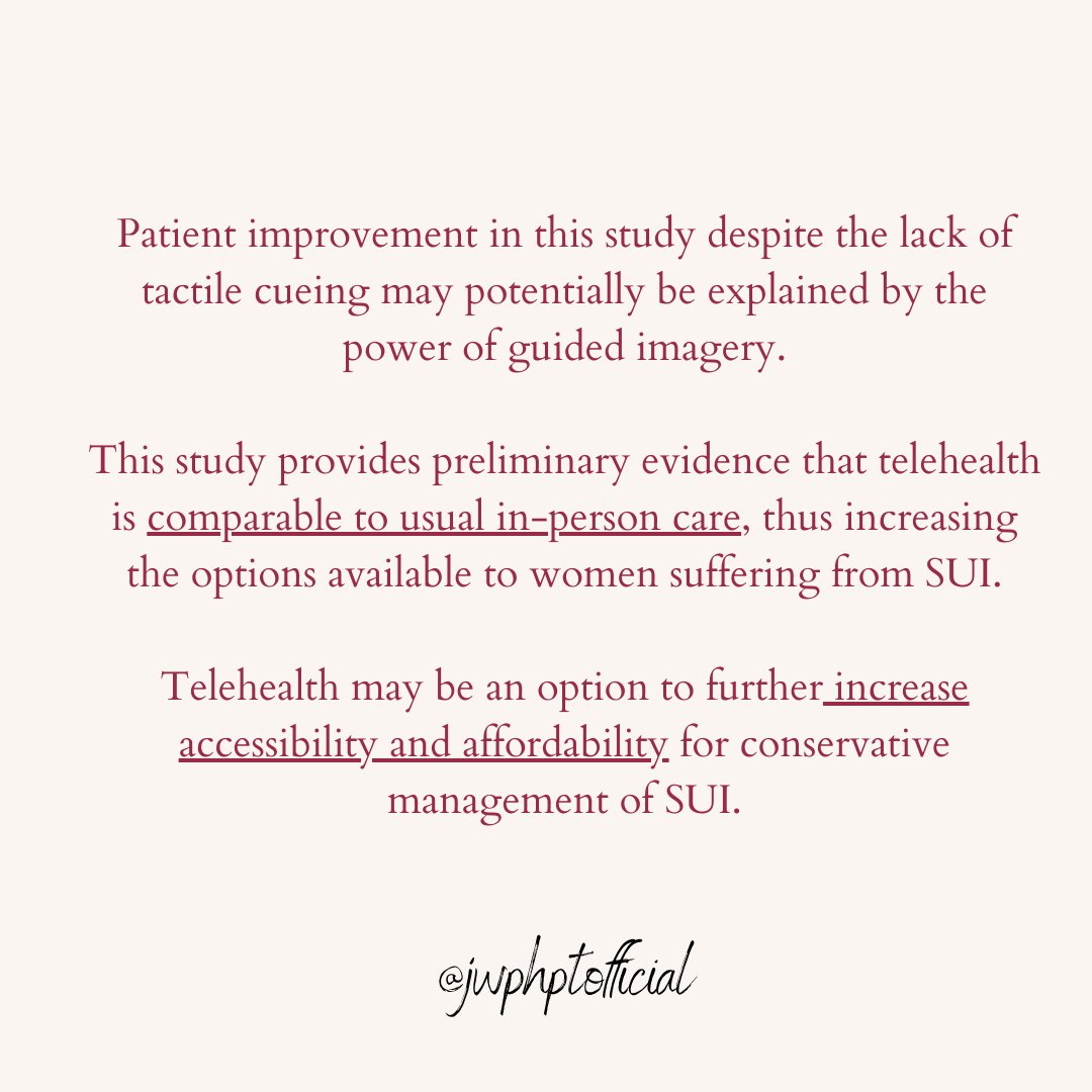 Feasibility and Acceptability of a Protocol Based Telehealth Treatment for Stress Urinary Incontinence in Postpartum Women: A Pilot Randomized Trial
Jennifer Kinder, PT, DPTSc. @jen_kinder_pt