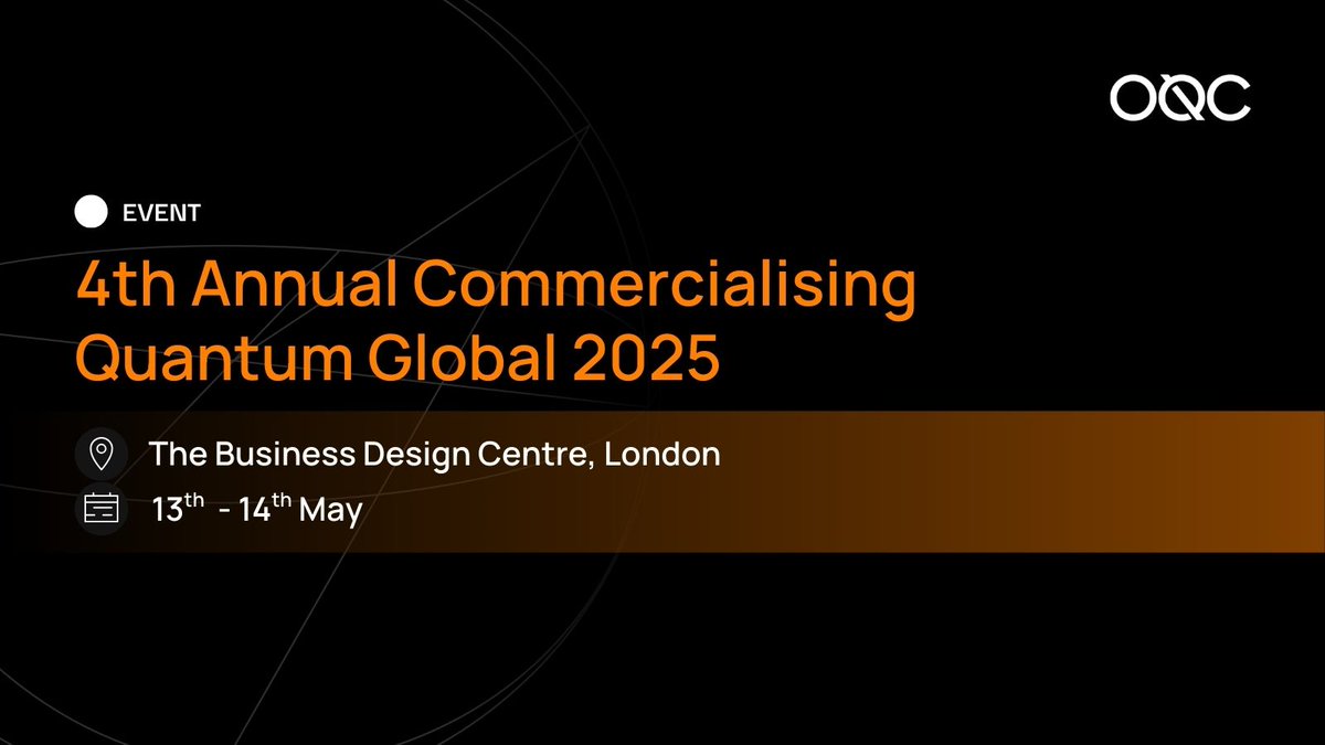 OQC (@oqc_tech) on Twitter photo Tomorrow, we are proud to be exhibiting at the <a href="/economistimpact/">Economist Impact</a>'s 4th Annual Commercialising Quantum Global 2025! Join us onsite at stand 2 during the event or contact us at hello@oqc.tech to arrange a meeting. We look forward to discussing the exciting future of #quantumcompute! Tomorrow, we are proud to be exhibiting at the <a href="/economistimpact/">Economist Impact</a>'s 4th Annual Commercialising Quantum Global 2025! Join us onsite at stand 2 during the event or contact us at hello@oqc.tech to arrange a meeting. We look forward to discussing the exciting future of #quantumcompute!