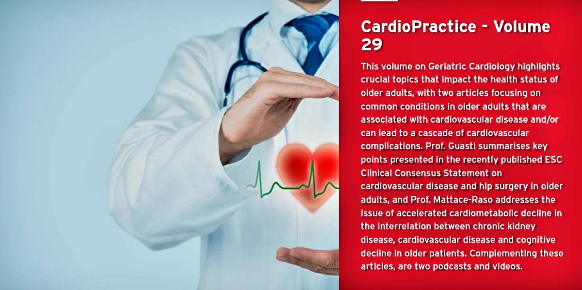 🚨🚨🚨 New #CardioPractice Vol. 29 is out! 🚨🚨🚨
This issue focuses on Geriatric Cardiology, spotlighting:
🚨 ESC Consensus on CVD &amp; hip surgery in older adults (Prof. Guasti)
🚨 CKD, CVD &amp; cognitive decline nexus (Prof. Mattace-Raso)
2 podcasts &amp; videos!
escardio.org/Councils/Counc…