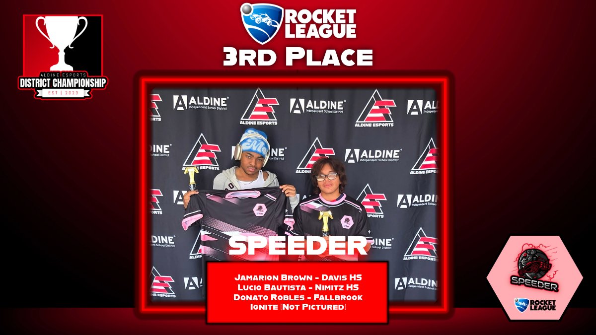 Aldine Esports (@aldineesports) on Twitter photo π’ HUGE congrats to Speeder for placing 3rd in the District Championship this past weekend! π· We look forward to them returning strong and going for the cup!
<a href="/DavisHS_AISD/">General Benjamin O. Davis, Jr. Senior High School</a> <a href="/davishs_falcons/">Anthony Watkins</a> <a href="/NimitzHS_AISD/">Nimitz High School</a> <a href="/MrWStewart/">Walter Stewart</a> π’ HUGE congrats to Speeder for placing 3rd in the District Championship this past weekend! π· We look forward to them returning strong and going for the cup!
<a href="/DavisHS_AISD/">General Benjamin O. Davis, Jr. Senior High School</a> <a href="/davishs_falcons/">Anthony Watkins</a> <a href="/NimitzHS_AISD/">Nimitz High School</a> <a href="/MrWStewart/">Walter Stewart</a>