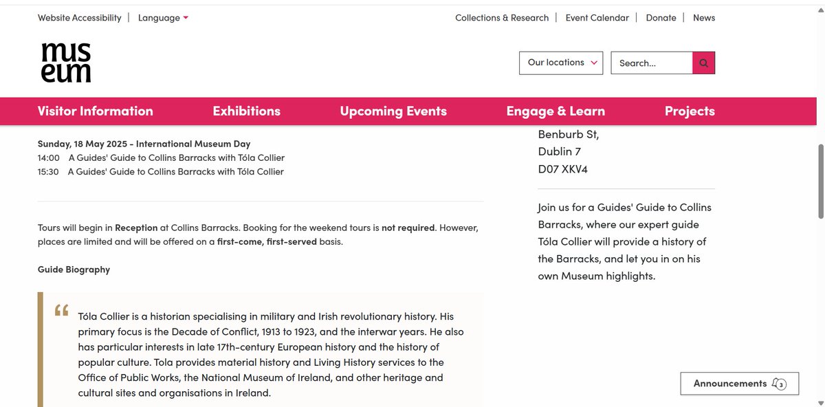 Honoured &amp; delighted to be asked to conduct a guided tour of my favourite objects in the National Museum of Ireland, Collins Barracks, as part of International Museums Day Sunday 18th May 2025, Historian Tola Collier #heritageireland #meathtourism #boynevalleytourism