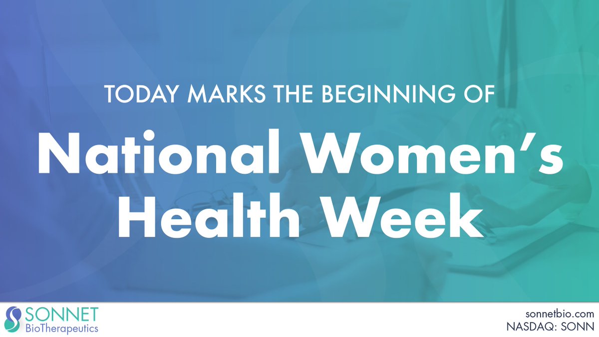 SonnetBio's tweet image. Today marks the start of National Women’s Health Week. We recognize the importance of accessible care, reliable information and empowering women to take charge of their health.

Let’s continue to advocate for every woman’s well-being.

$SONN #Oncology #SolidTumors #NWHW