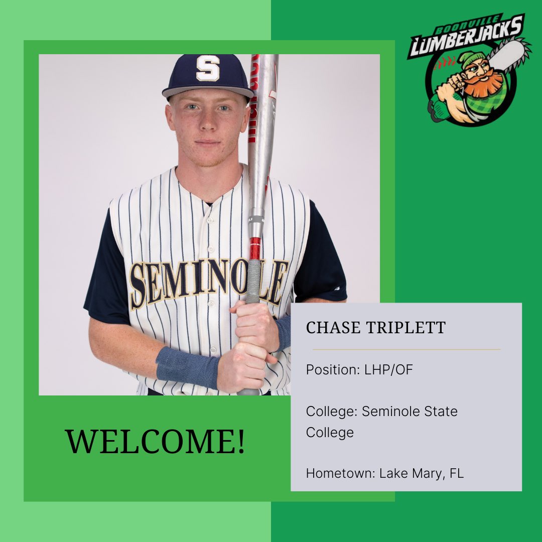 Chase Triplett is a left handed pitcher and outfielder joining us from Seminole State College. Please join us in welcoming Chase to the Lumberjacks family!