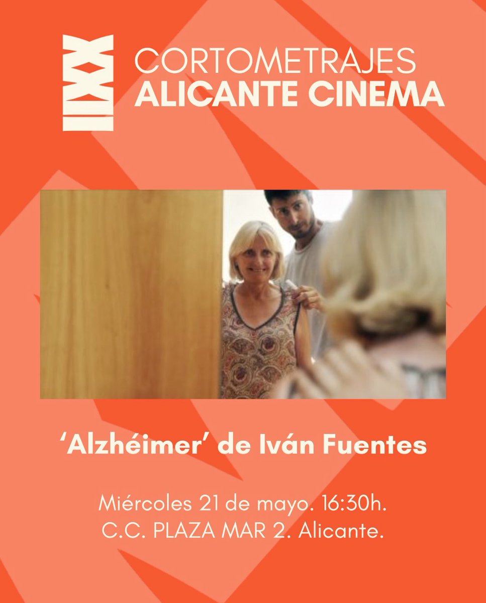 “Alzhéimer” ha sido seleccionado oficialmente para el <a href="/FestivalCineALC/">22 Festival Internacional de Cine de Alicante</a> 🎬✨

🗓️ El 21 de mayo a las 16:30h en los <a href="/Cines_Kinepolis/">Kinepolis España</a> de #Alicante, verás los cortos seleccionados y votar por tu corto ganador🗳️

🎟ENTRADAS AQUÍ:
eventbrite.es/e/entradas-cor…

#AlzheimerCortometraje