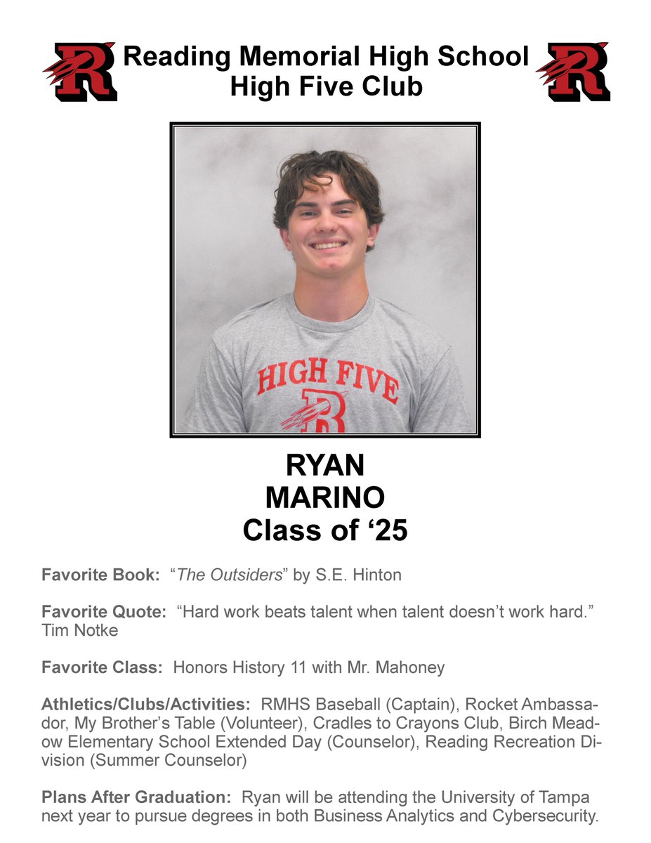 Reading Cooperative (@readingcoopbank) on Twitter photo Congratulations to Ryan Marino on becoming the newest member of the <a href="/RocketsRMHS/">Reading, Ma Rockets</a> High Five Club! #Classof2025 #GoRockets <a href="/TheOrbitofRMHS/">The Orbit of RMHS</a> <a href="/ReadingSchools/">ReadingPublicSchools</a> <a href="/TownOfReadingMA/">Town of Reading, MA</a> Congratulations to Ryan Marino on becoming the newest member of the <a href="/RocketsRMHS/">Reading, Ma Rockets</a> High Five Club! #Classof2025 #GoRockets <a href="/TheOrbitofRMHS/">The Orbit of RMHS</a> <a href="/ReadingSchools/">ReadingPublicSchools</a> <a href="/TownOfReadingMA/">Town of Reading, MA</a>
