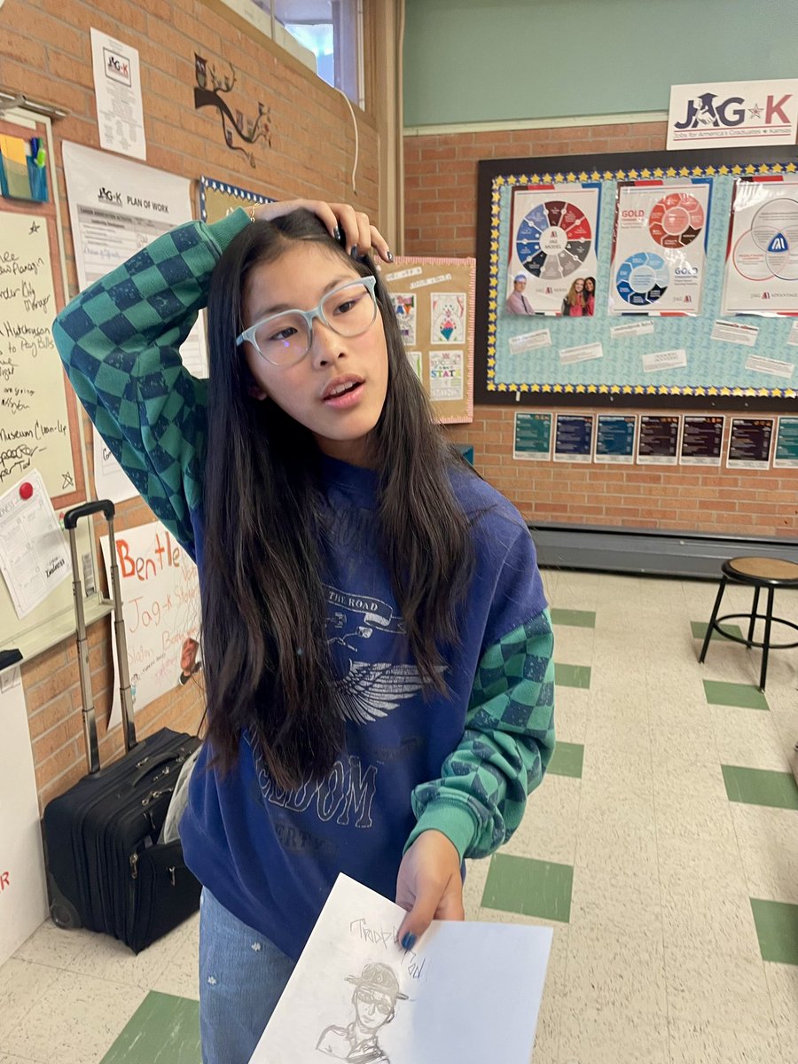 TrooperTodKHP's tweet image. Meet Journey, during my talk to the Colby Middle School JAG-K class today, she drew my portrait. 😊
Does it look like me? She showed me her other works too. She’s a talented little artist!