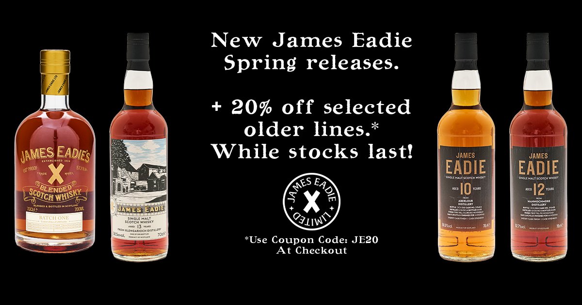 We have an offer on some of the older James Eadie Releases.
Follow the link below for more information!
Use Coupon Code JE20 at Checkout.
Only While Stocks Last!
robbieswhiskymerchants.com/browse/q-james…