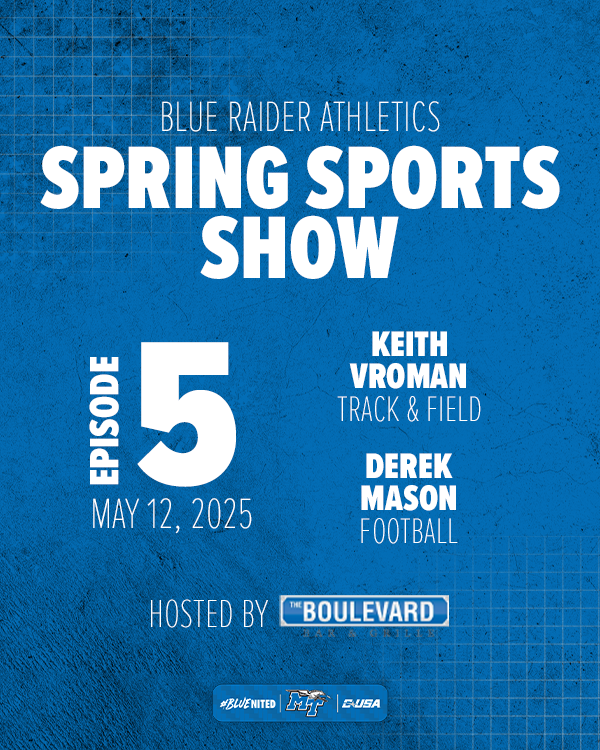 Middle Tennessee Athletics (@mtathletics) on Twitter photo We previewed the <a href="/ConferenceUSA/">Conference USA</a> Outdoor Track & Field Championships with <a href="/MT_TrackField/">Middle Tennessee XC/Track & Field</a> and heard an update from <a href="/CoachDerekMason/">Derek Mason</a> and <a href="/MT_FB/">Middle Tennessee Football</a> on today's final episode of the Spring Sports Show!
📻 goblueraiders.co/Spring-5-Listen
📺 goblueraiders.co/Spring-5-Watch We previewed the <a href="/ConferenceUSA/">Conference USA</a> Outdoor Track & Field Championships with <a href="/MT_TrackField/">Middle Tennessee XC/Track & Field</a> and heard an update from <a href="/CoachDerekMason/">Derek Mason</a> and <a href="/MT_FB/">Middle Tennessee Football</a> on today's final episode of the Spring Sports Show!
📻 goblueraiders.co/Spring-5-Listen
📺 goblueraiders.co/Spring-5-Watch