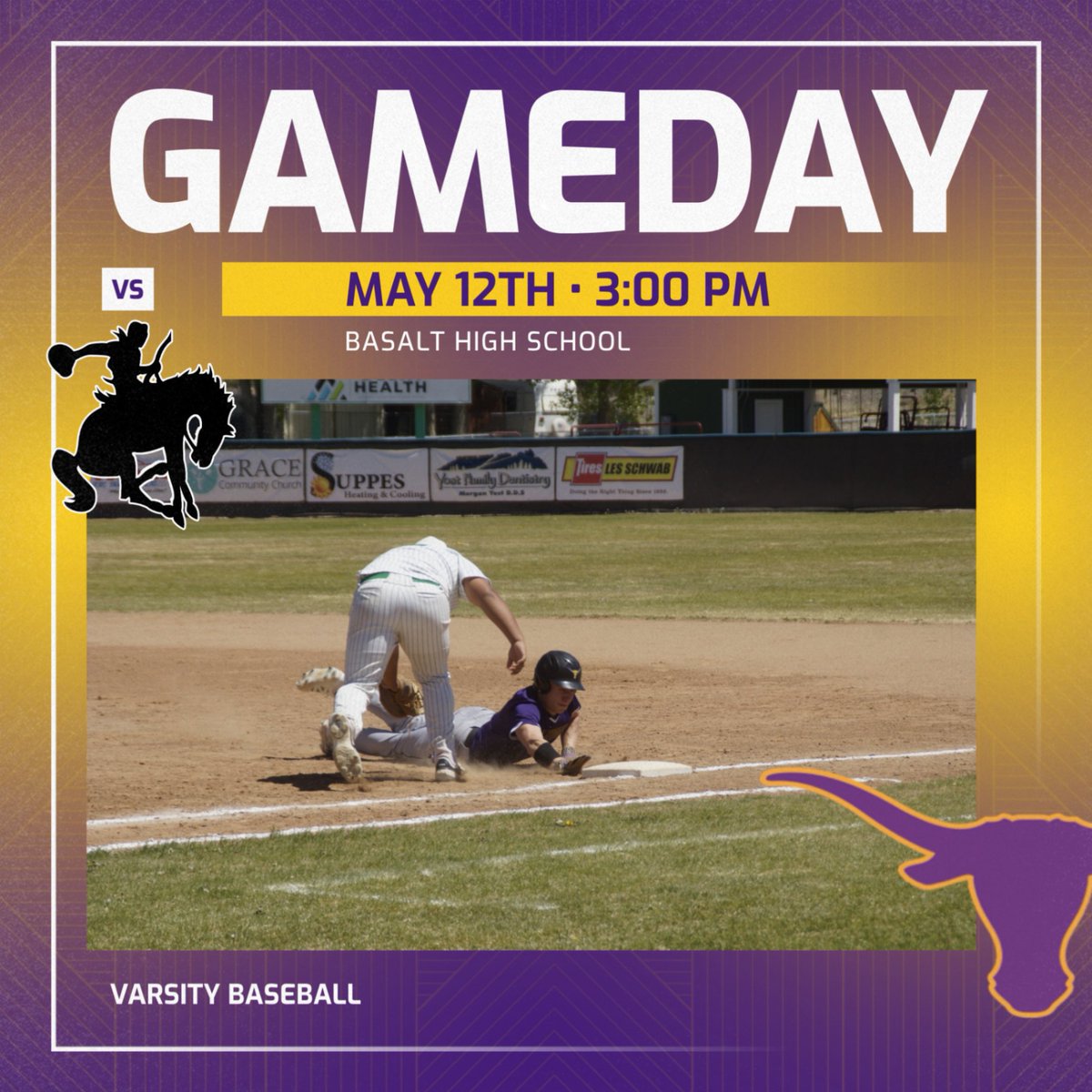 SENIOR NIGHT: Come out to support the BHS Baseball Seniors one last time! Go Horns! 
NOCHE DE GRADUADOS: ¡Vengan a apoyar a los jugadores de béisbol de BHS por última vez! ¡Vamos Horns!