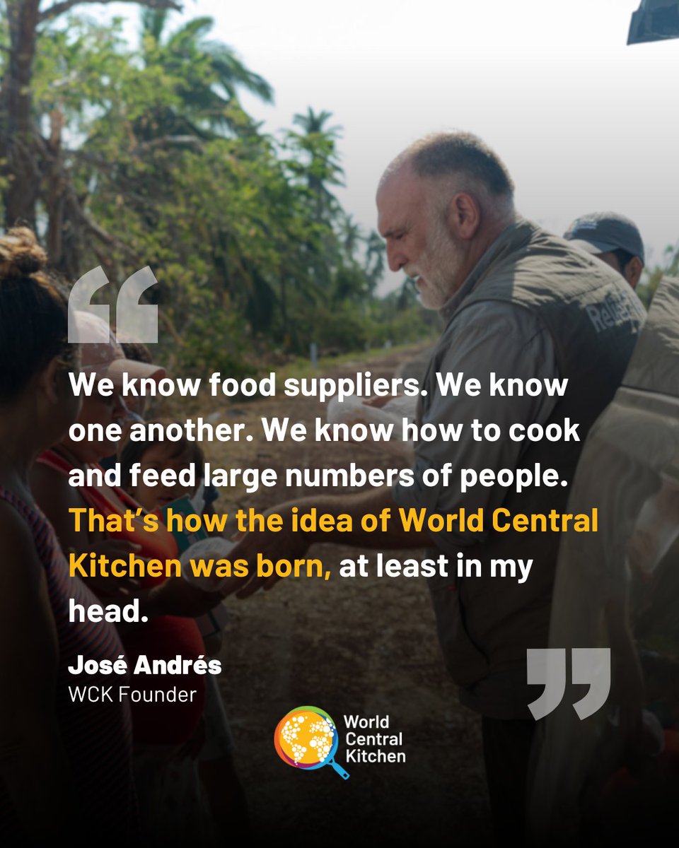 In his new book "Change the Recipe," WCK founder <a href="/chefjoseandres/">Chef José Andrés 🕊️🥘🍳</a> says the organization has always been for the people, by the people. "The decision to call it World Central Kitchen was an important one. It’s not the José Andrés Kitchen," he writes. "[WCK] is a team that everybody