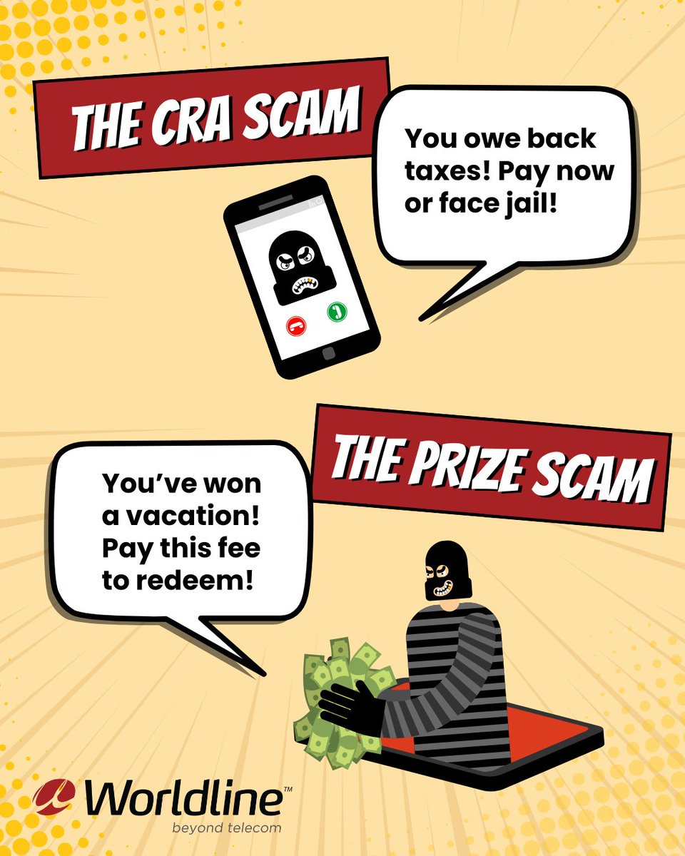 WorldlineCanada's tweet image. 🛡️ Knowledge is your greatest superpower when it comes to defending yourself against phone scams!
Here are some of the most common scams to watch for, and how to fight back like a pro.

#phonescams #scams #phone #safety