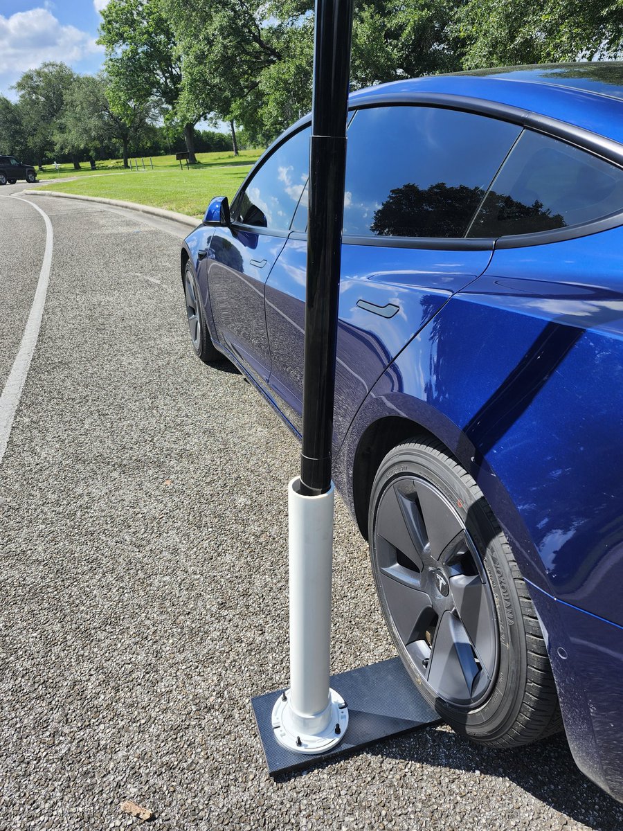 theAF5D's tweet photo. What toilet stuff got to do with #hamradio antenna? 😝 well, I made a drive-on support for my 33ft #sotabeams mini pole from a 3" toilet flange, 2ft 3" pvc, screws &amp; a piece of wood. The pole suports my #packtenna random wire 9:1 . #cw #POTA #qrp see toilet stuff works!! https://t.co/cTfTrWYJtG