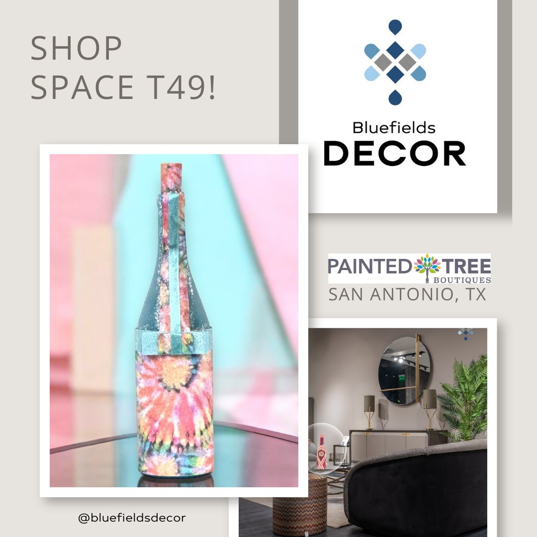 BluefieldsDecor's tweet image. ✨ One-of-a-kind bottles, handcrafted with heart and inspired by travel.
Now available at Painted Tree Boutiques | San Antonio – Space T49.
Style your space with stories that matter.
#BluefieldsDecor #BottleCollection #PaintedTreeSanAntonio #UpcycledDesign