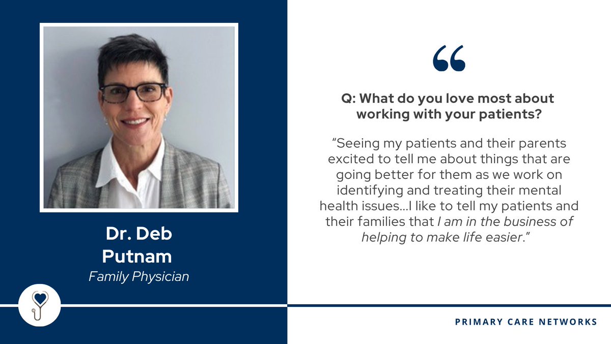 Dr. Deb Putnam believes in making life a little easier…one conversation, one step, one patient at a time. 🩺 What she loves most? Seeing patients &amp; families excited about progress as they work together to find solutions. Thank you, Dr. Putnam! #PhysicianAppreciation