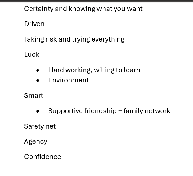 What are the force-multiplying factors that impact people's trajectories in their early to mid 20s?

I am talking about the 2-5 years post-university.

Environment
Supportive network
Hard working, willing to learn

Went back and forth for 25mins on this.

Thoughts?