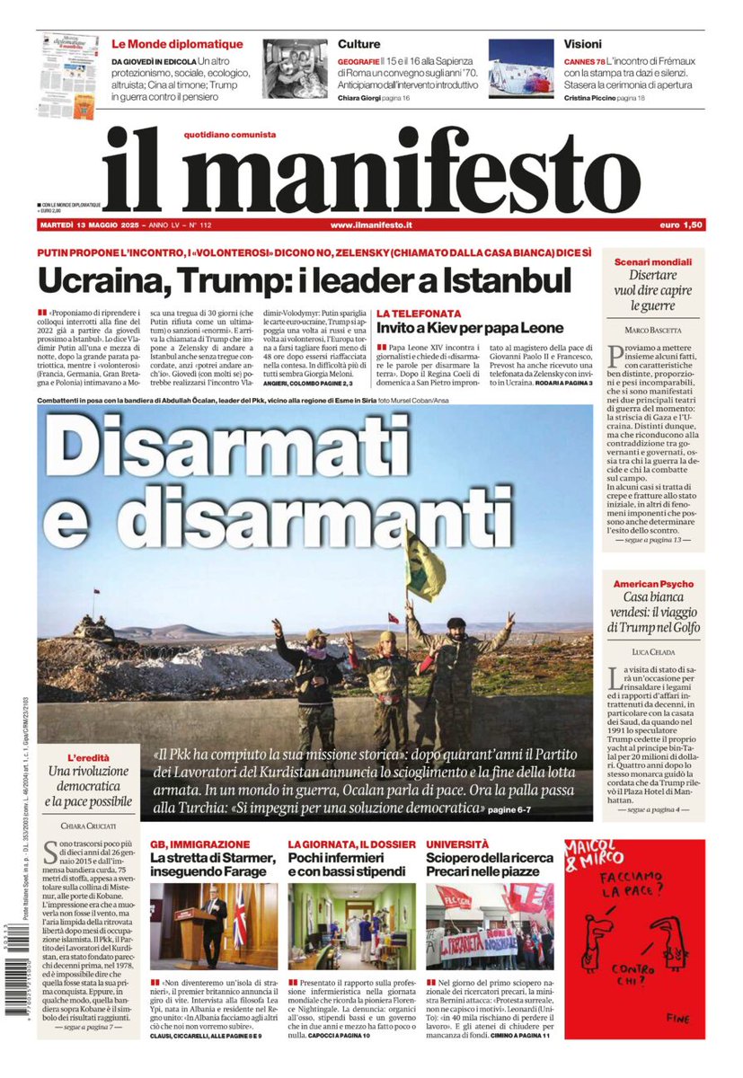 «Il Pkk ha compiuto la sua missione storica»: dopo quarant’anni il Partito dei Lavoratori del Kurdistan annuncia lo scioglimento e la fine della lotta armata. In un mondo in guerra, Ocalan parla di pace. Ora la palla passa alla Turchia: «Si impegni per una soluzione democratica»